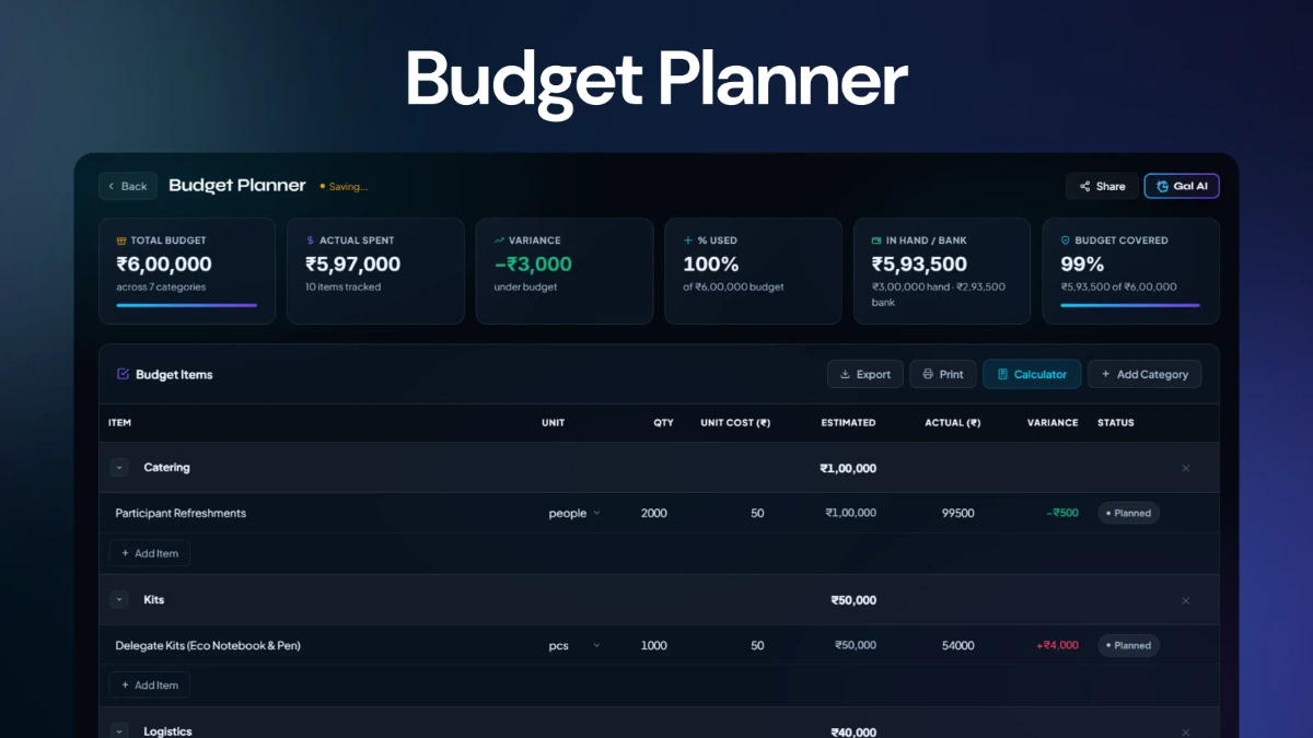 Event Planner — budget